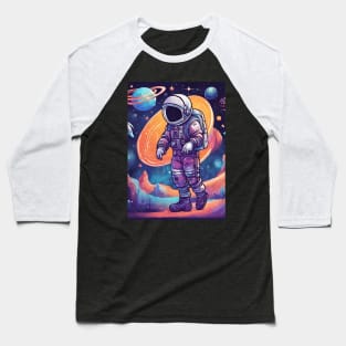 Colourful Astronaut Space Walking Baseball T-Shirt